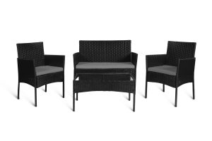 Zestaw mebli ogrodowych Technorattan 4 os na balkon taras Czarny