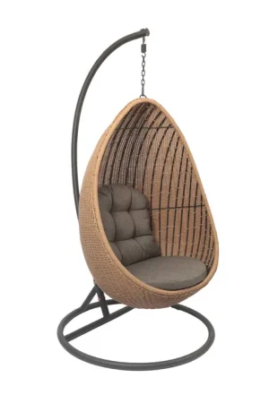 Fotel wiszący kokon huśtawka kosz technorattan beżowy