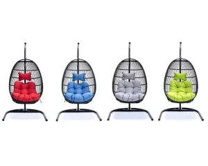 Fotel wiszący sznurkowy Kokon Kosz składany Niebieski