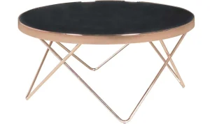 Niski szklany duży stolik rosegold złoty czarny szklany blat