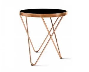 Szklany stolik rosegold złoty szklany czarny blat