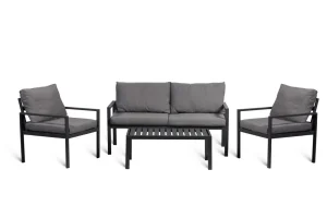 Zestaw mebli aluminiowych KRETA Fotele sofa stolik poduszki 4 osobowy