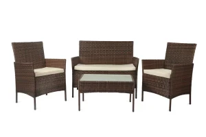 Zestaw mebli ogrodowych Technorattan 4 os na balkon taras Brąz