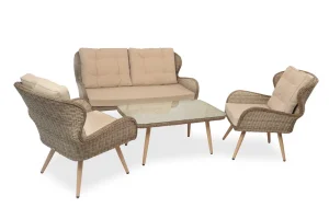 Zestaw mebli ogrodowych technnorattan 4 os Fotele Sofa Stolik Poduszki